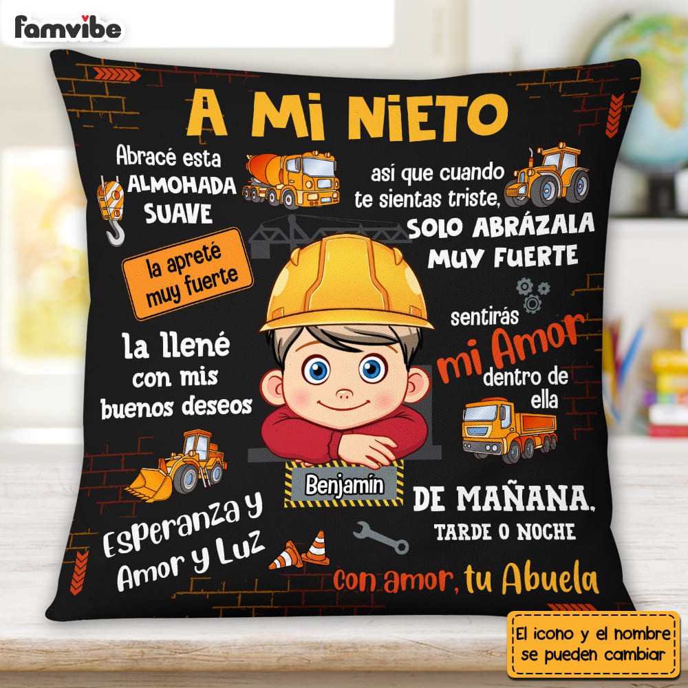 Personalized Gift For Grandson Construction Spanish Hug This Pillow 30723 Primary Mockup