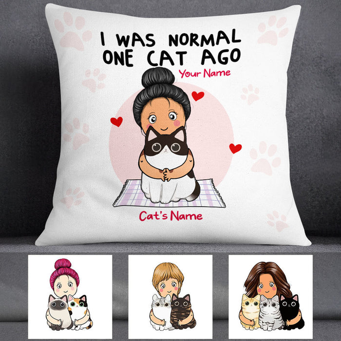 Personalized Cat I Was Normal Pillow JR231 30O53 (Insert Included) 1