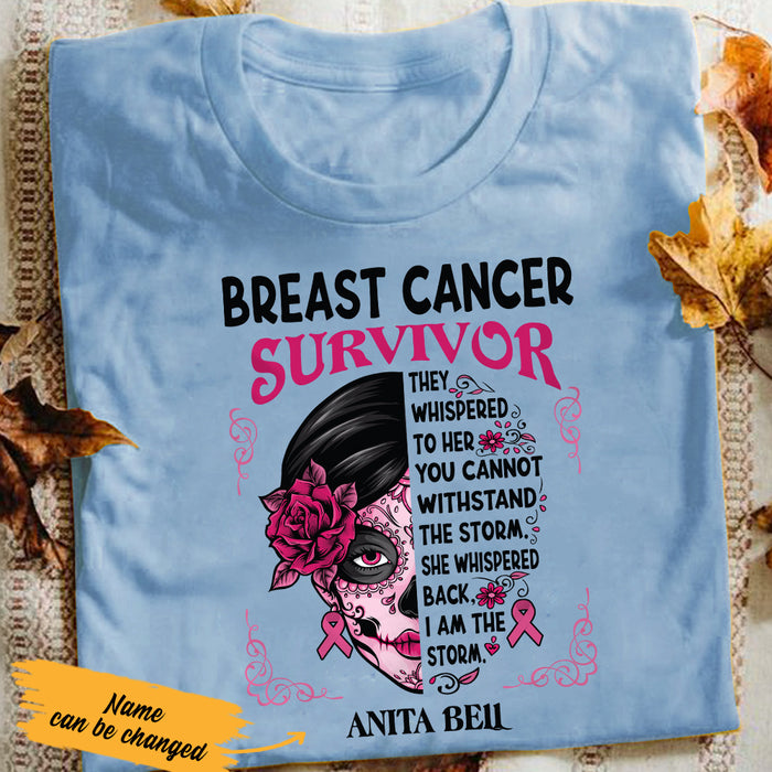 Personalized Skull Girl Breast Cancer T Shirt AG253 85O36 1