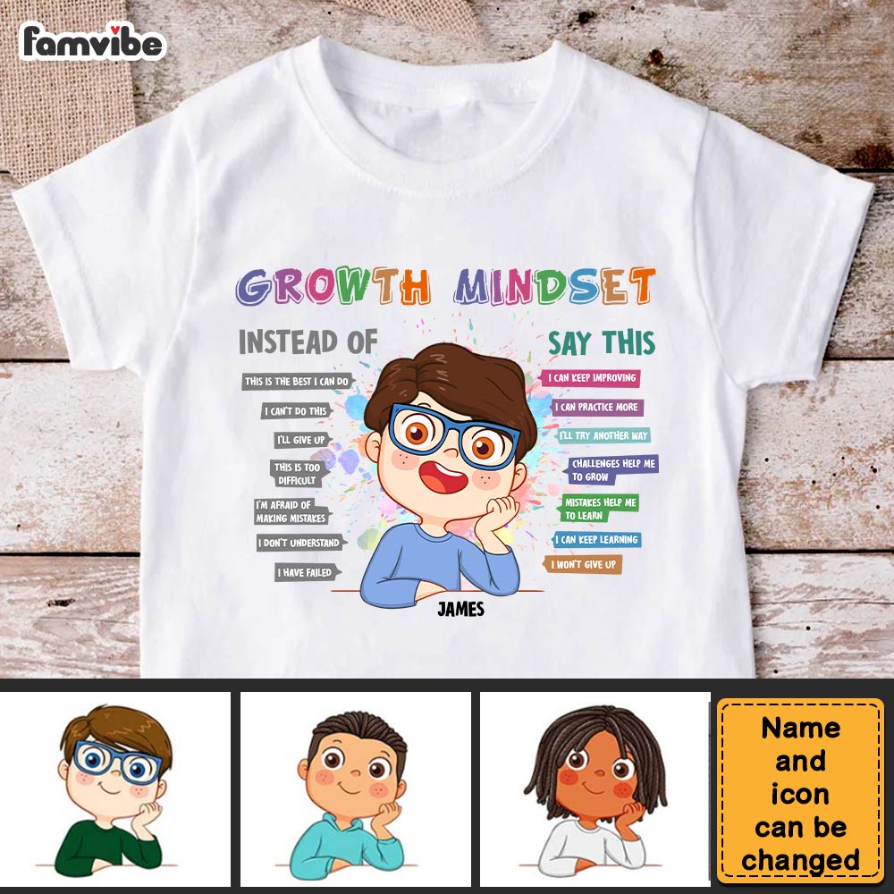 Personalized Gift For Grandson Growth Mindset Kids Shirt Kid T Shirt - Kid Hoodie - Kid Sweatshirt 30650 Mockup 2