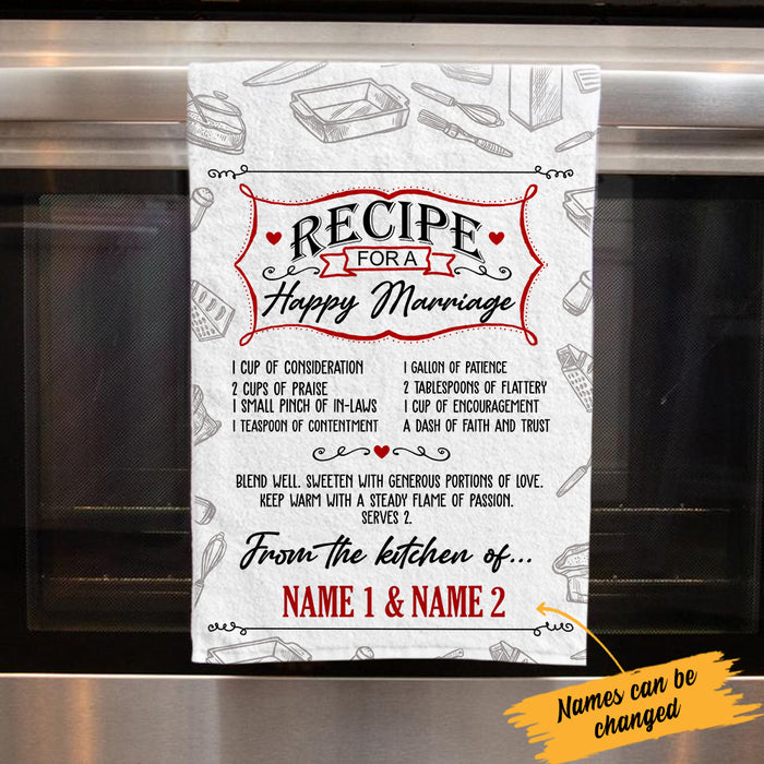 Personalized Family Kitchen Couple Marriage Recipe Towel  DB162 81O34 1