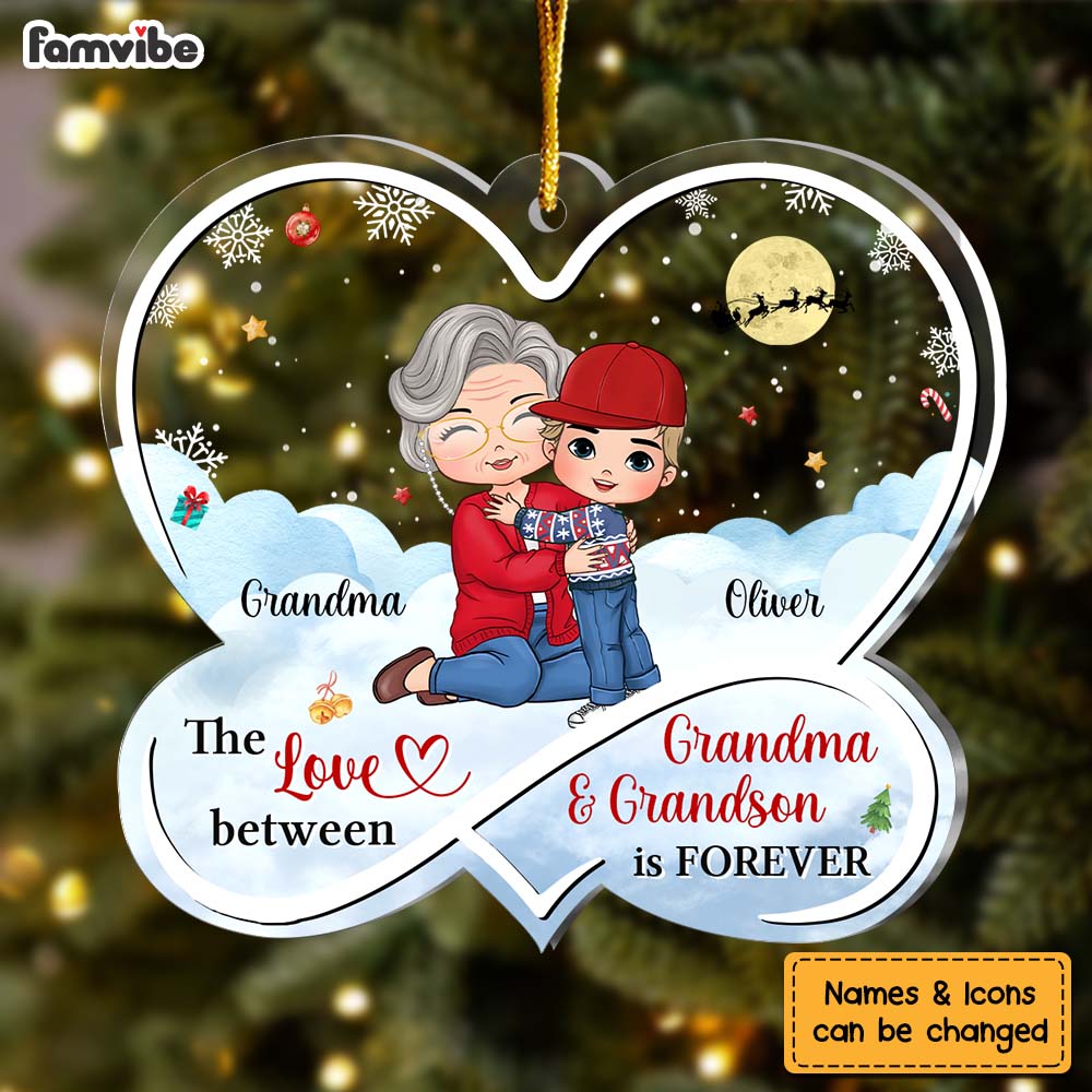 Personalized The Love Between Grandson And Grandma Is Forever Ornament 30576 Primary Mockup