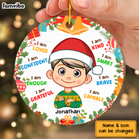 Personalized Christmas Gift For Grandson I Am Kind Wreaths Circle Ornament 30192 thumb 1