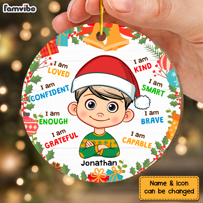 Personalized Christmas Gift For Grandson I Am Kind Wreaths Circle Ornament 30192 1