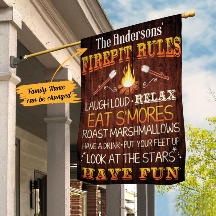 Personalized Fire Pit Rules Gardening Flag AG141 65O58 1