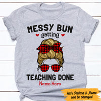 Personalized Teacher Messy Bun T Shirt JN82 95O47 thumb 1