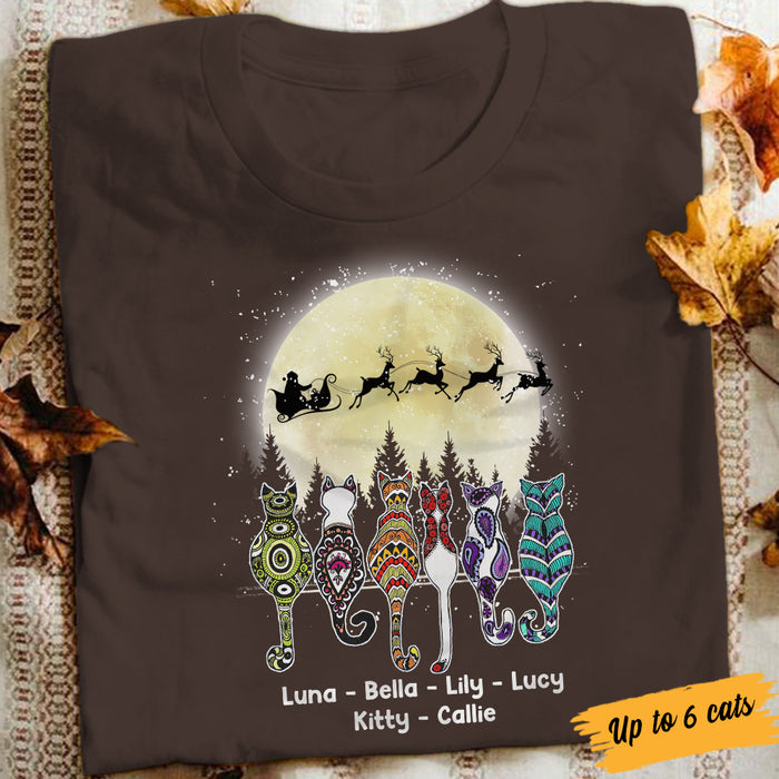 Personalized Cat Christmas Watching Santa T Shirt OB265 81O34 1