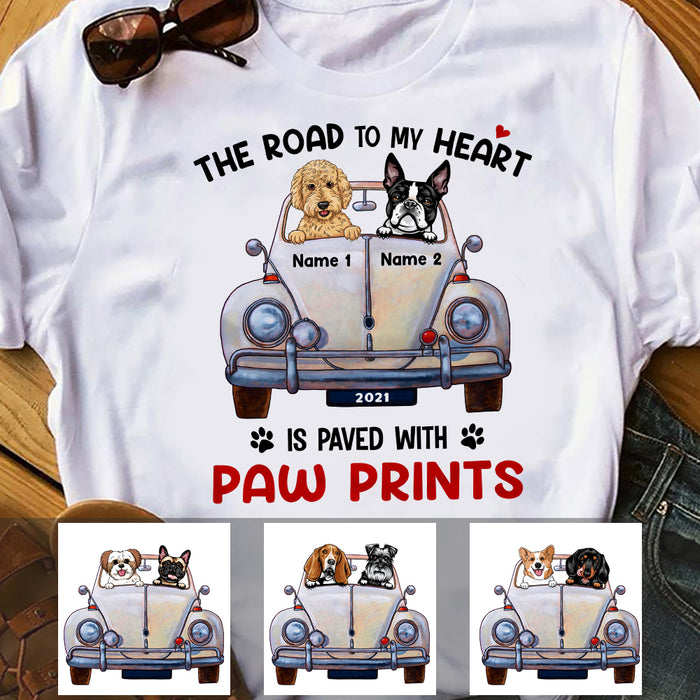 Personalized Dog Pawprints Paved To My Heart T Shirt JR291 65O36 1