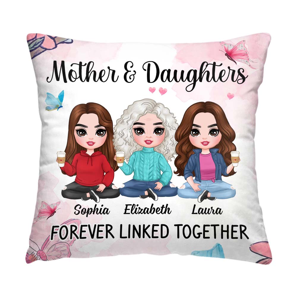 Personalized Gift Mom Daughter Forever Linked Together Pillow 31070 Primary Mockup