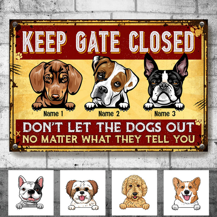 Personalized Dog Mom Dog Dad Keep Gate Closed Dog Welcome Metal Sign JL121 25O53 1