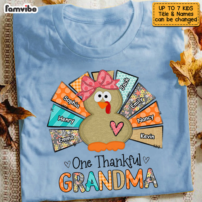 Personalized One Thankful Grandma Turkey T Shirt AG302 32O53 1