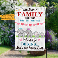 Personalized Elephant Family Life Begins Flag AG212 65O47 thumb 1