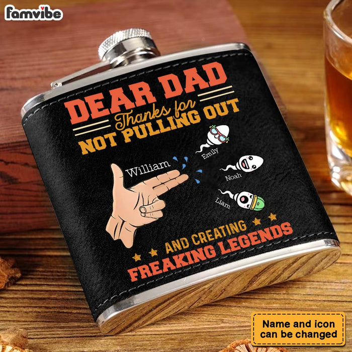 Personalized Gift For Dad Freaking Legends Leather Hip Flask 32264 1
