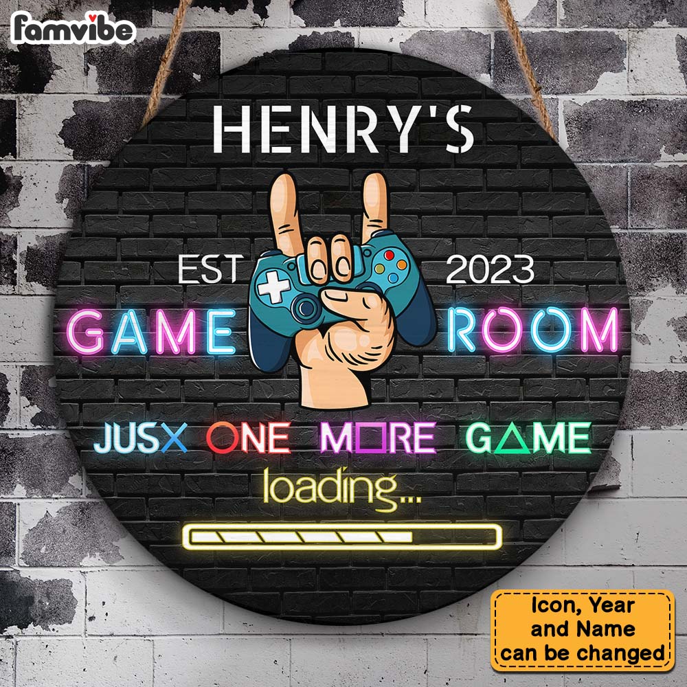 Personalized Game Room Round Wood Sign 25453 Primary Mockup