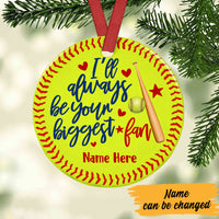 Personalized Baseball Softball Your Biggest Fan  Circle Ornament NB97 30O60 thumb 1