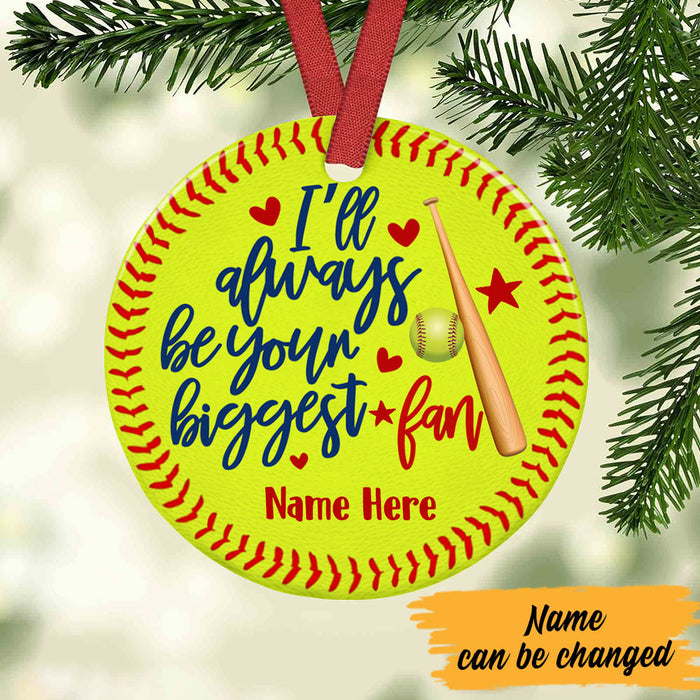 Personalized Baseball Softball Your Biggest Fan  Circle Ornament NB97 30O60 1