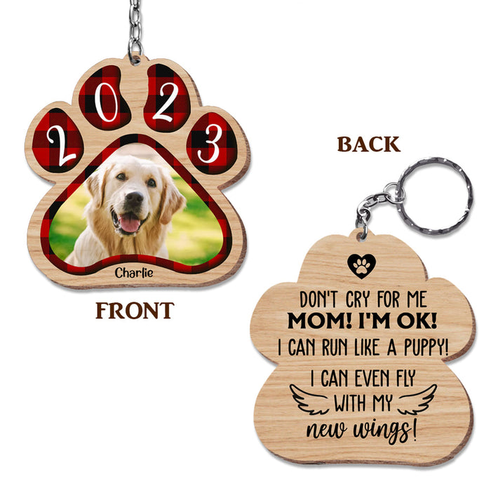 Personalized Dog Mom Don't Cry For Me Memorial Photo Wood Keychain 22824 1