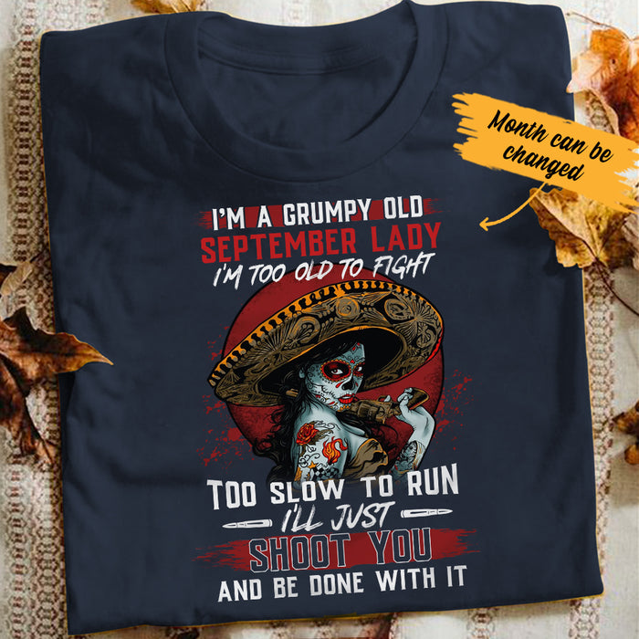 Personalized Skull Old & Grumpy T Shirt JL292 95O34 1