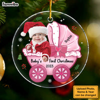 Personalized Photo Baby's First Christmas Baby Carriage Circle Ornament 30314 thumb 1