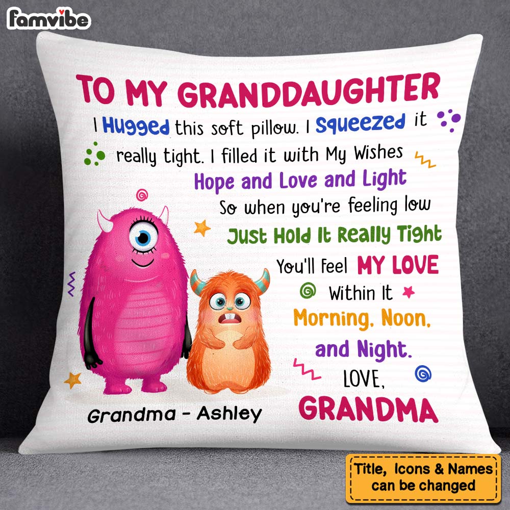 Personalized Gift For Granddaughter Monster Hug This Pillow 25520 Primary Mockup