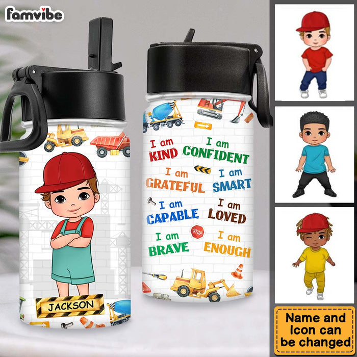Personalized Gifts For Grandson Construction Machines I Am Kind Kids Water Bottle 31436 1
