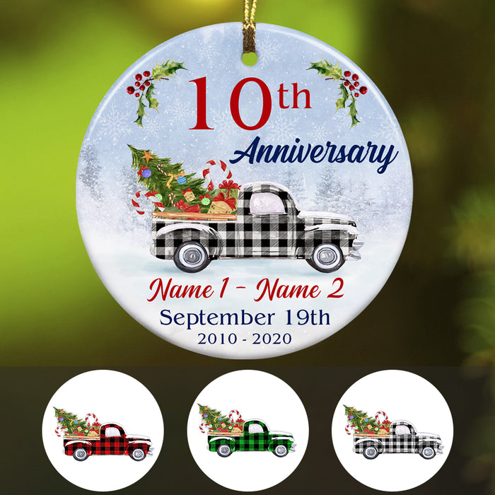 Personalized Wedding Anniversary Red Truck  Ornament OB510 30O57 1