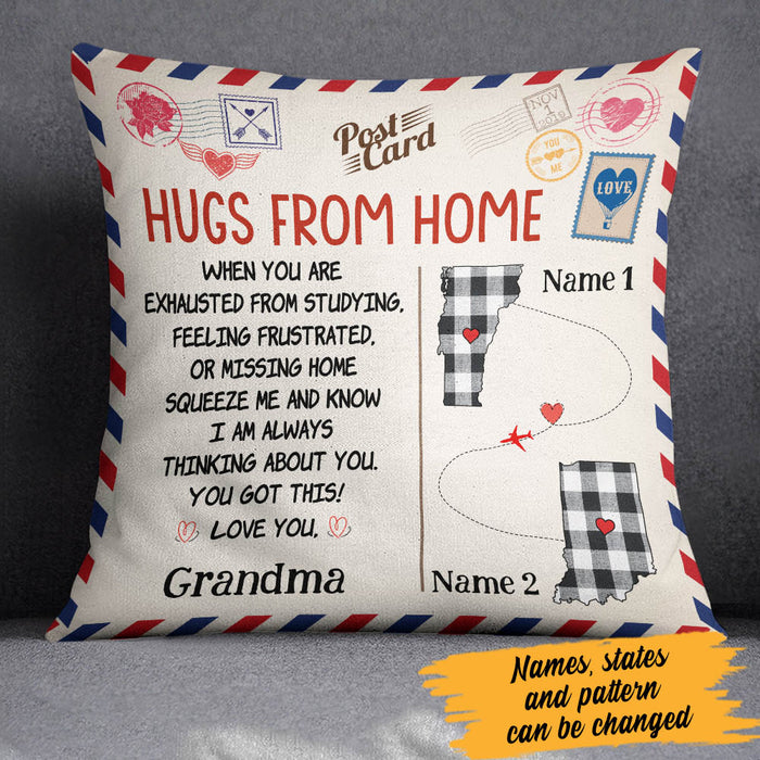 Personalized Hugs From Home Long Distance Pillow DB93 30O60 (Insert Included) 1
