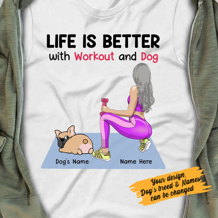 Personalized Life Better With Workout And Dog T Shirt FB42 65O58 1