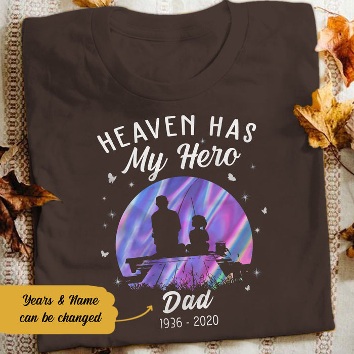 Personalized Memorial Dad Fishing Heaven Has My Hero T Shirt JL291 30O58 Name Custom Presents Personalized Christmas Gifts by Famvibe