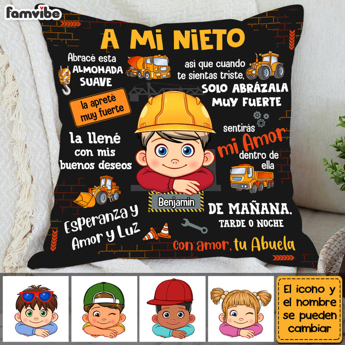 Personalized Gift For Grandson Construction Spanish Hug This Pillow 30723 1