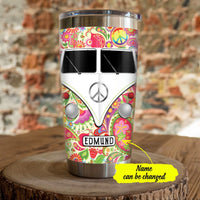 Personalized Hippie Car White Steel Tumbler JN222 73O65 thumb 1