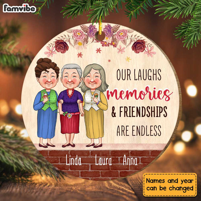 Personalized Christmas Gift For Friends Friendships Are Endless Circle Ornament 30457 1