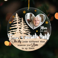 Personalized Photo The Sky Looks Different Memorial Christmas 2 Layered Mix Ornament 30007 thumb 1