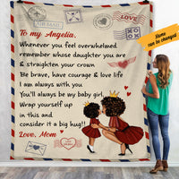 Personalized To MyDaughther Letter A Big Hug Fleece Blanket AG51 73O36 thumb 1