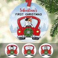 Personalized Cat First Christmas Red Truck  Ornament OB264 85O57 thumb 1