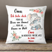 Personalized Elephant Mom Grandma German Mama Oma Pillow AP158 95O58 (Insert Included) thumb 1