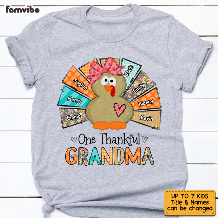 Personalized One Thankful Grandma Turkey T Shirt AG302 32O53 1