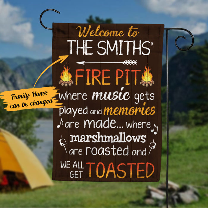 Personalized Welcome To The Fire Pit Gardening Flag AG131 73O58 1
