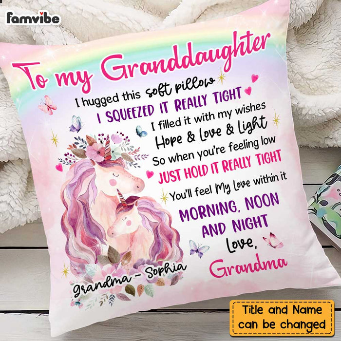 Personalized Unicorn To Granddaughter Hug This Pillow AG311 58O47 1