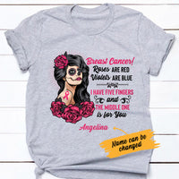 Personalized Picked A Fight Skull Girl Breast Cancer T Shirt AG252 29O53 thumb 1
