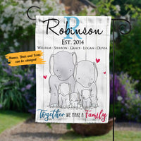 Personalized Together Elephant Family Flag AG211 73O58 thumb 1