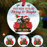 Personalized Dog  Red Truck Merry And Bright Christmas  Ornament SOB162 87O58 thumb 1