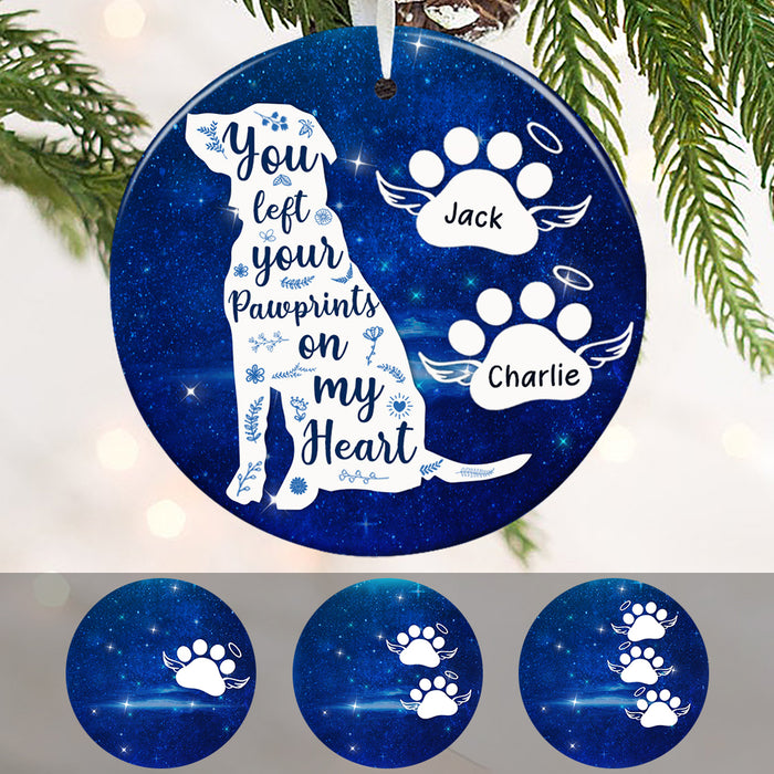 Personalized Pawprints In Heart Dog Memorial  Ornament OB203 65O57 1