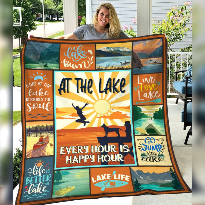 Lake Every Hour Is Happy Hour  Fleece Blanket JN251 30O57 1