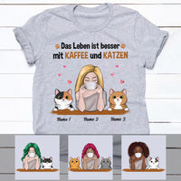Personalized Cat Mom German Katze Mutter T Shirt AP162 26O53 thumb 1
