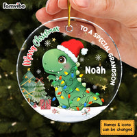 Personalized Christmas Gift For Grandson Dinosaur Merry Christmas Circle Ornament 30378 thumb 1