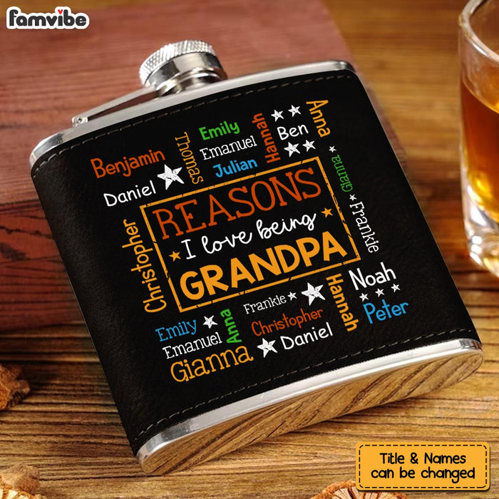 Personalized Gift For Grandpa Word Art Leather Hip Flask 32230 1