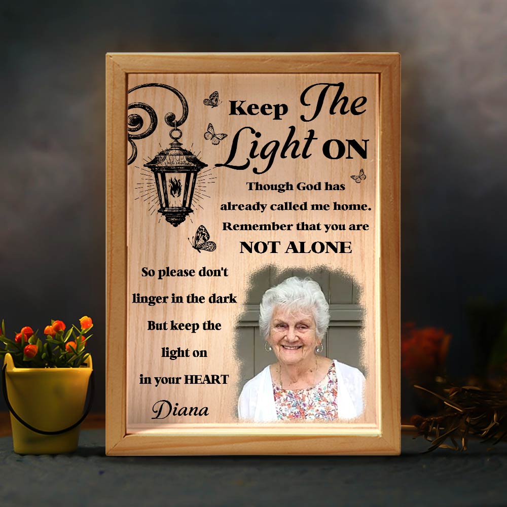 Personalized Memorial Upload Photo Keep The Light On Picture Frame Light Box Primary Mockup
