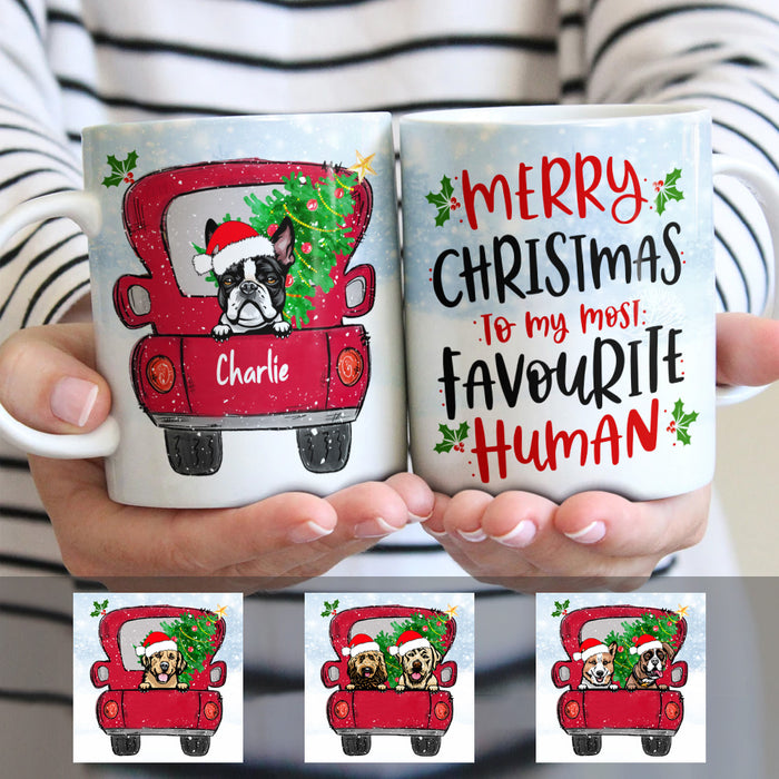 Personalized Merry Christmas Dog Red Truck Mug OB1612 81O53 1