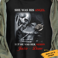 Personalized Skull Husband & Wife T Shirt JN212 95O34 thumb 1